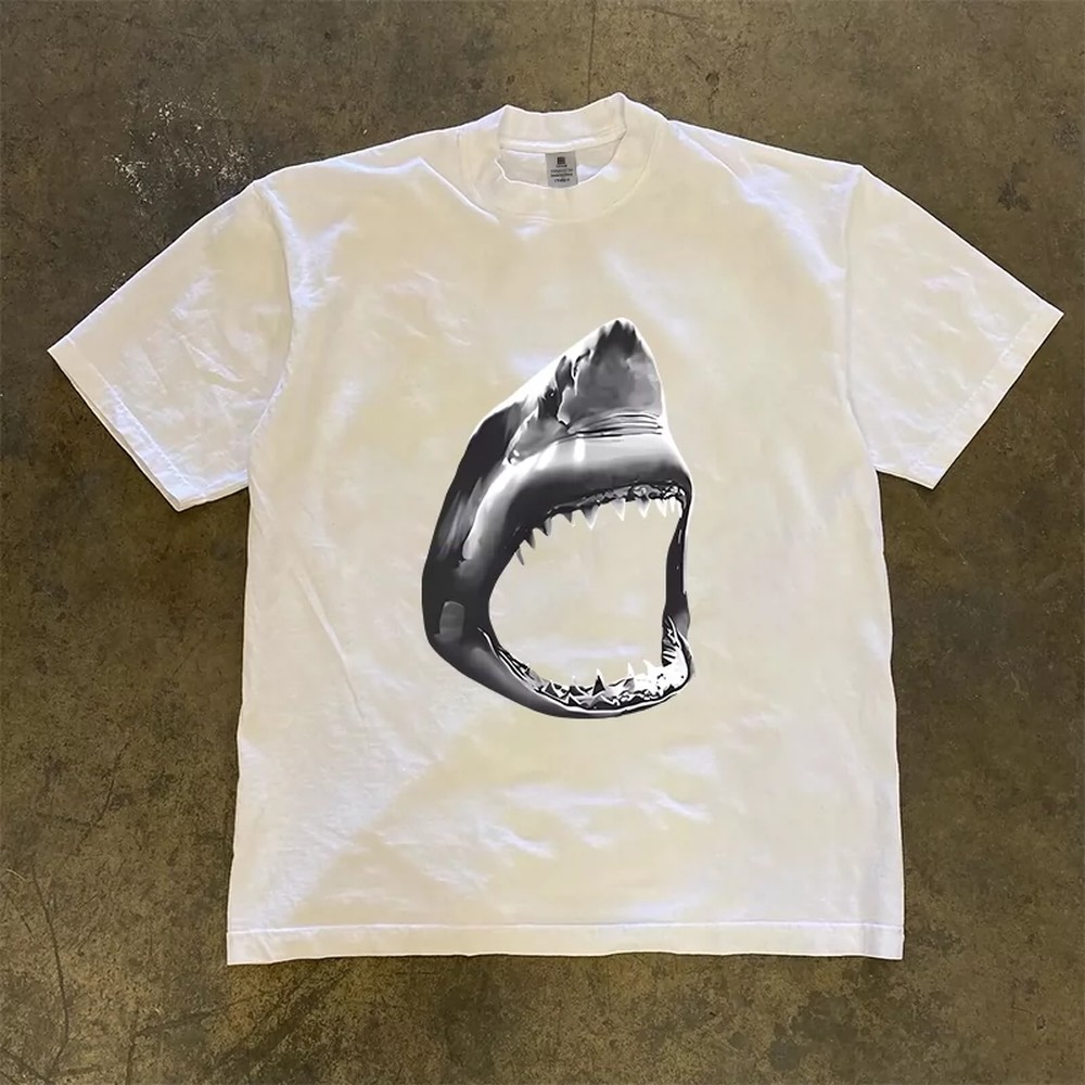 Mens Fashion Young - Kaos Hiu Putih Besar Pria Wanita,
