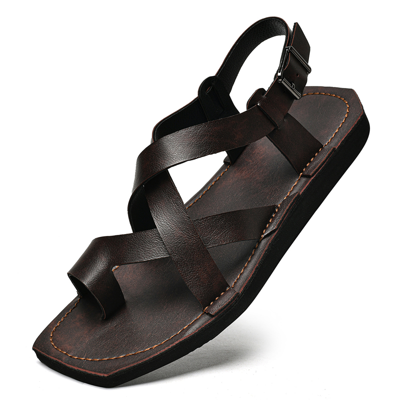Men'S Fashion Plus - Sandal Jahit Retro Anti-Selip Kulit Flip