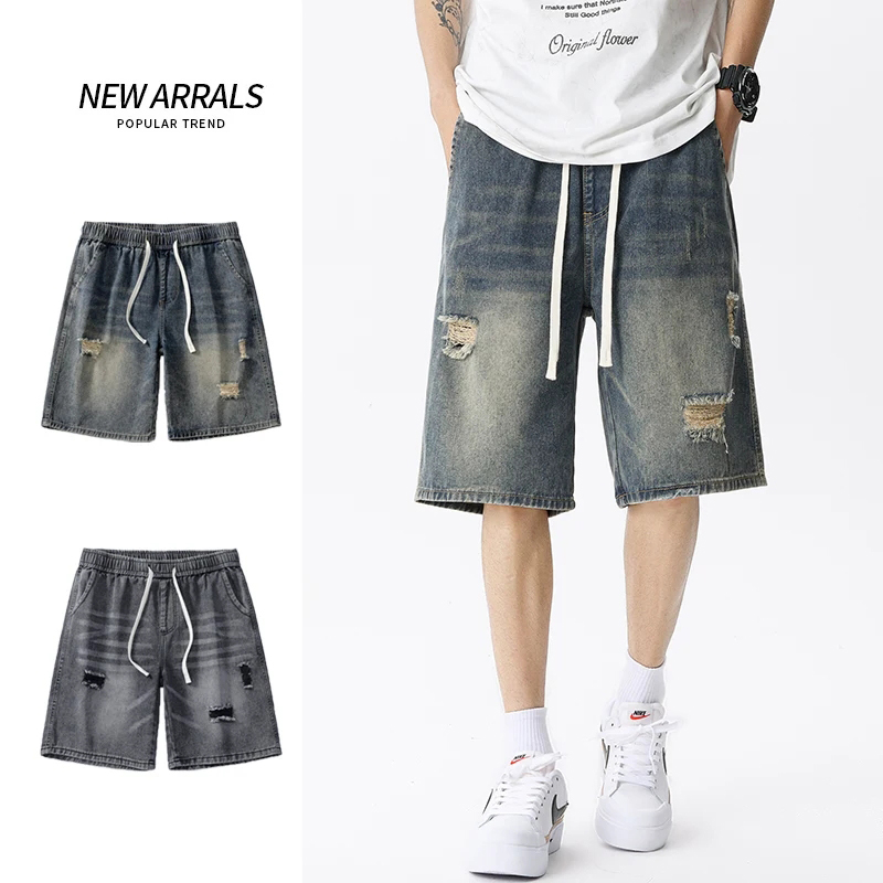 Men'S Fashion Jeans - Celana pendek Denim tipis musim panas