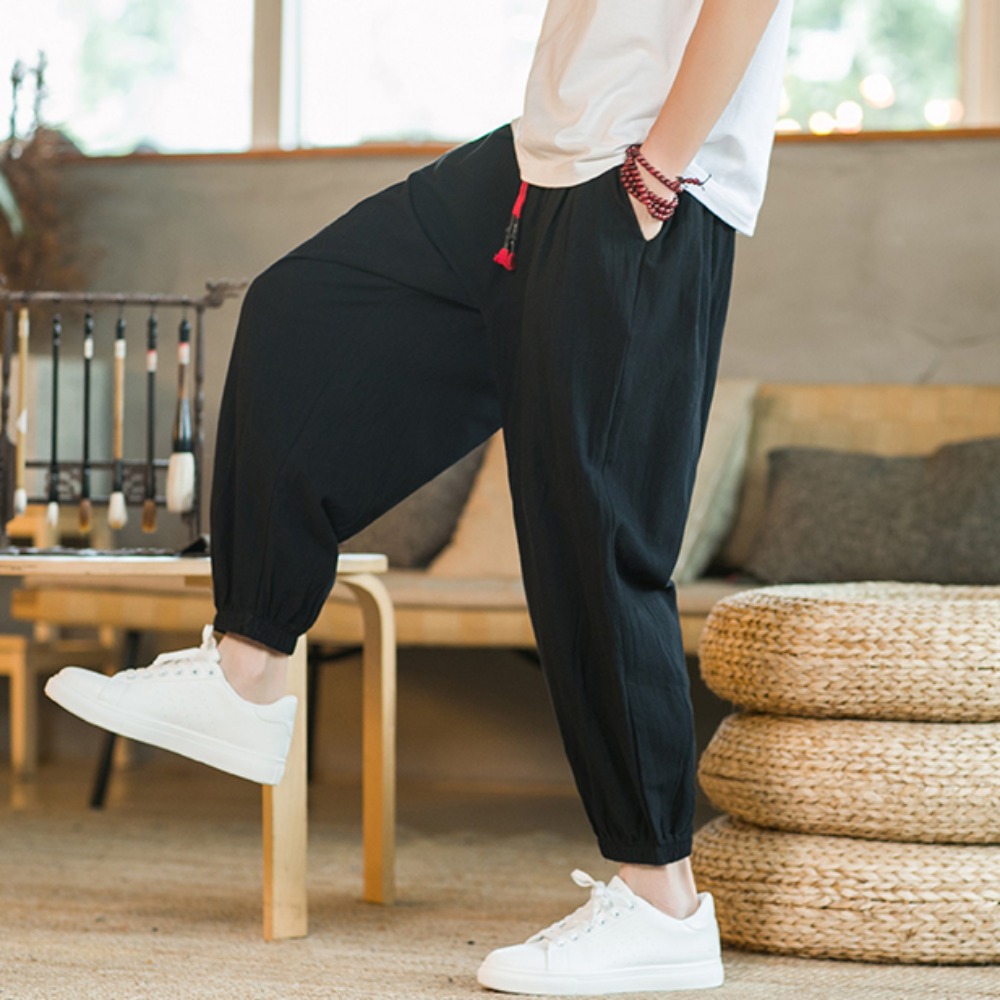Chino Pants Men - Celana Harem katun dan Linen pria