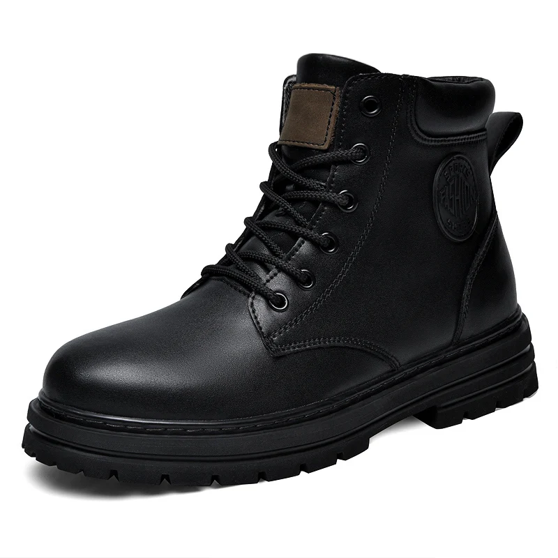 Fashion Men'S Boots - Sepatu Bot Kulit Hitam Musim Dingin
