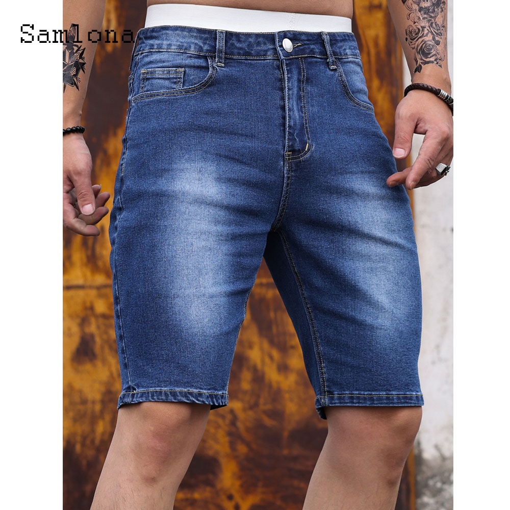 Men'S Fashion Jeans - Celana pendek Denim perca untuk pria,