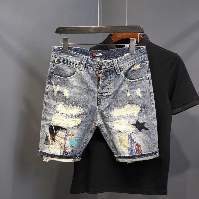 Men'S Fashion Jeans - Celana jins pendek Denim pria, musim