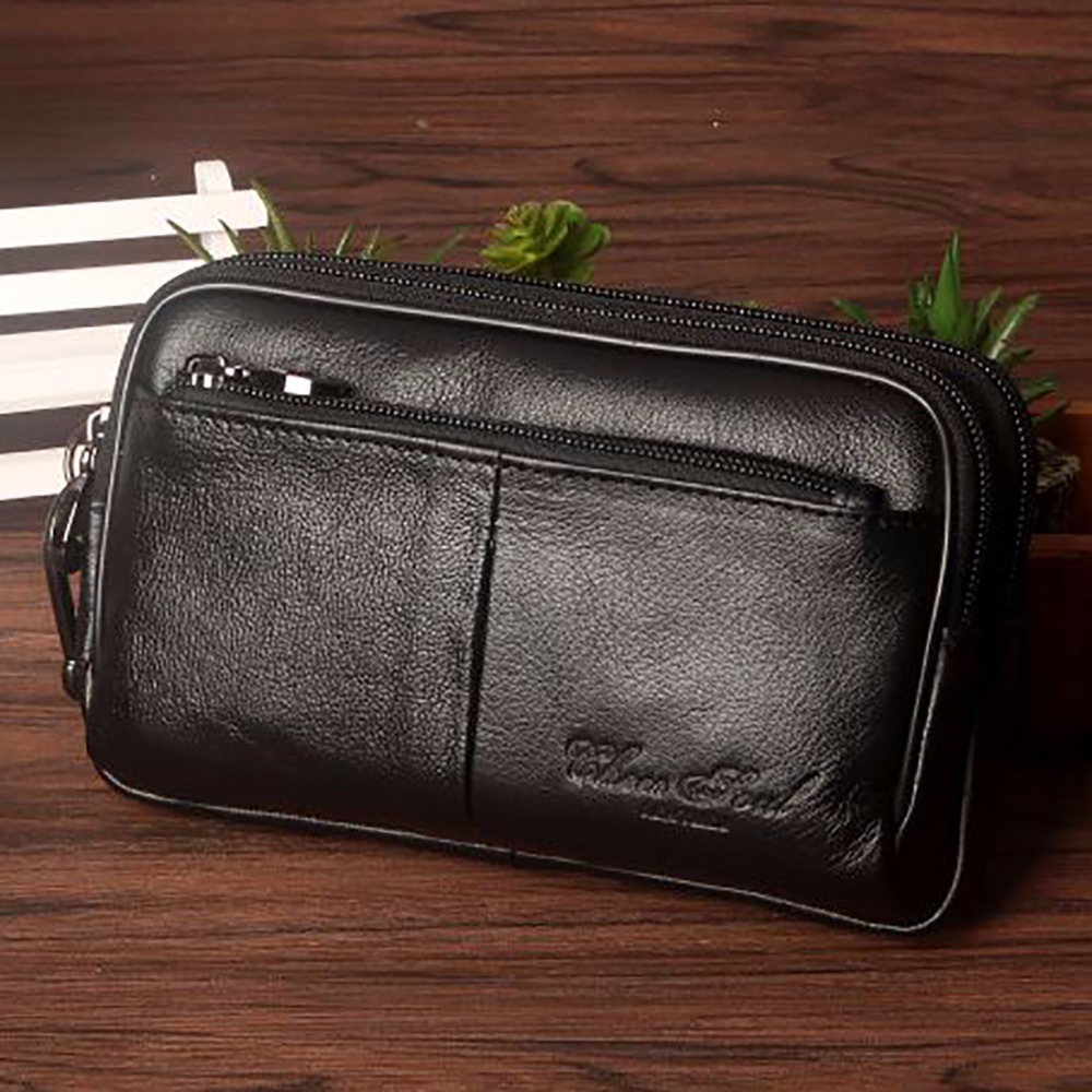 Leather Belt Braided - Tas pinggang genggam pria, dompet tas