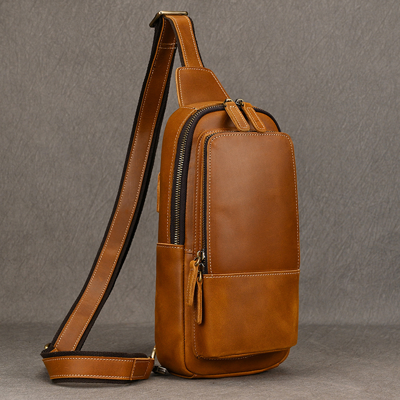 Leather Belt Braided - Tas selempang kecil pria, kantung dada
