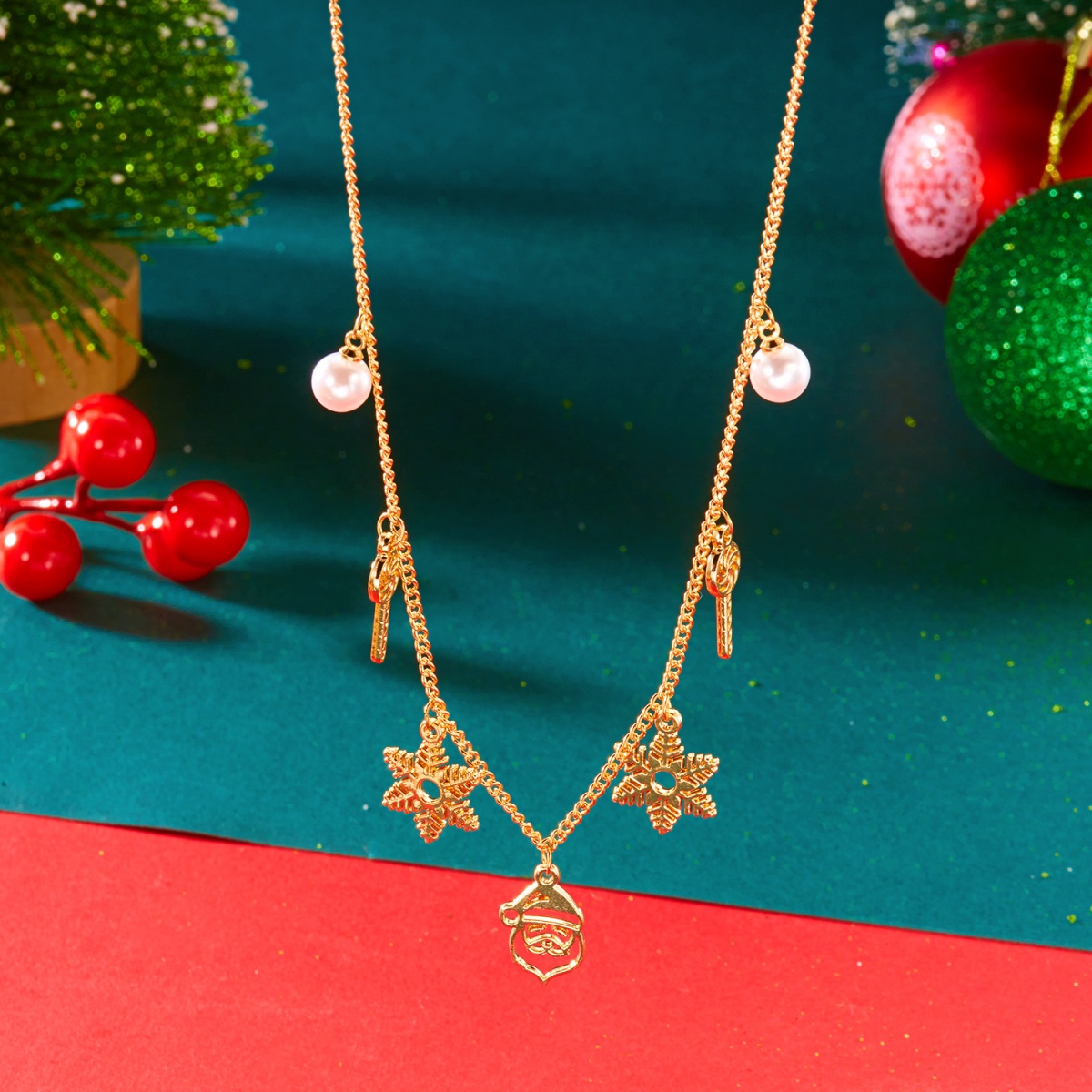 Men'S Fashion Xmas Party - Kalung Natal Logam Berongga Santa Claus