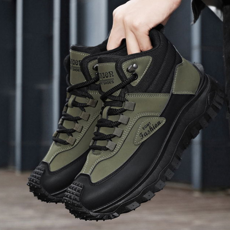 Men'S Fashion Hiking Boots - Sepatu Hiking Pria Hitam Putih Mid