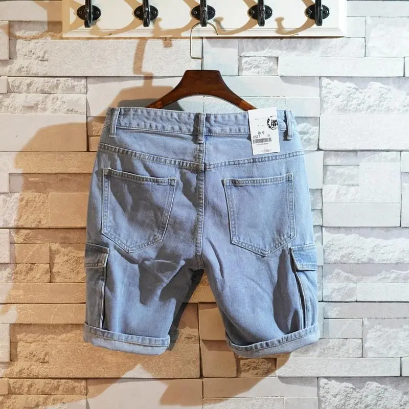 Men'S Fashion Jeans - Celana Jeans Pendek Lurus Longgar untuk