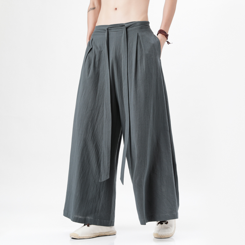 Chino Pants Men - Celana panjang Kimono gaya Tiongkok pria,