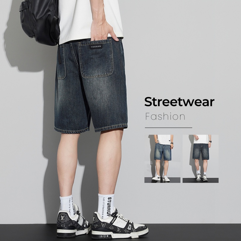 Men'S Fashion Jeans - Celana Pendek Denim Vintage Pria Celana
