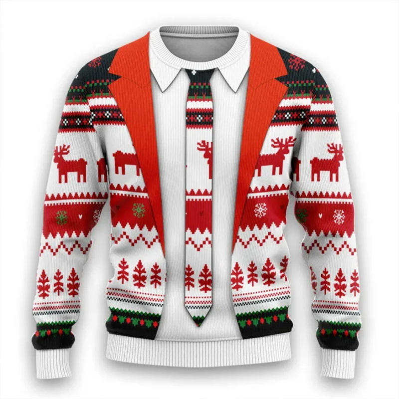 Men'S Fashion Xmas Party - Baju sweter Pria Wanita setelan dasi
