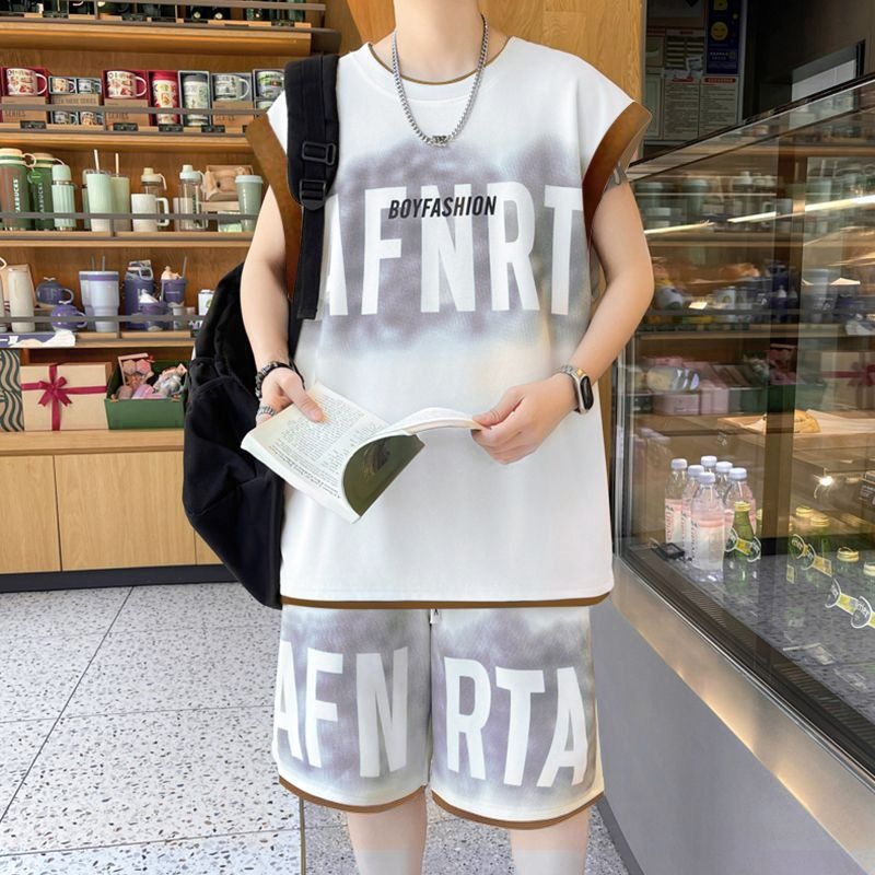 Men'S Fashion Plus - Set Celana Pendek Rompi Longgar Ukuran