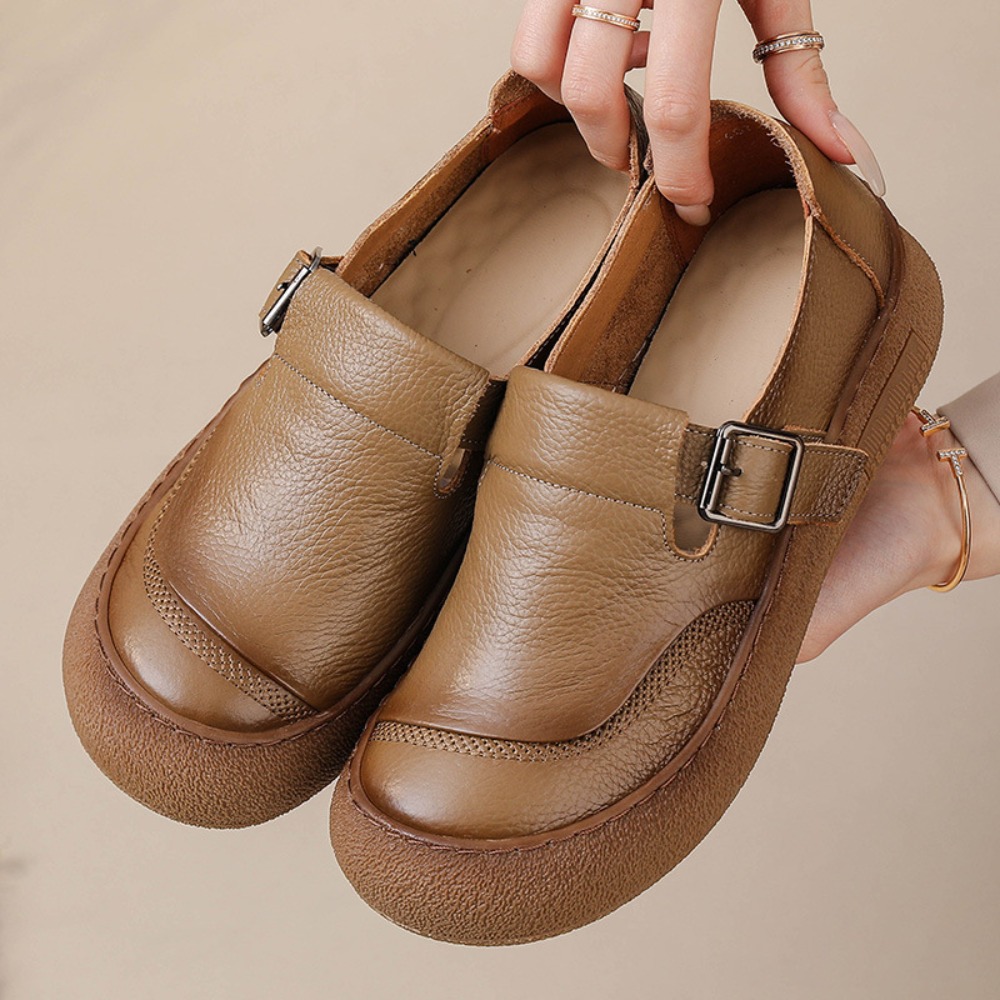 Leather Belt Braided - Sepatu Kasual Wanita Musim Semi Gugur