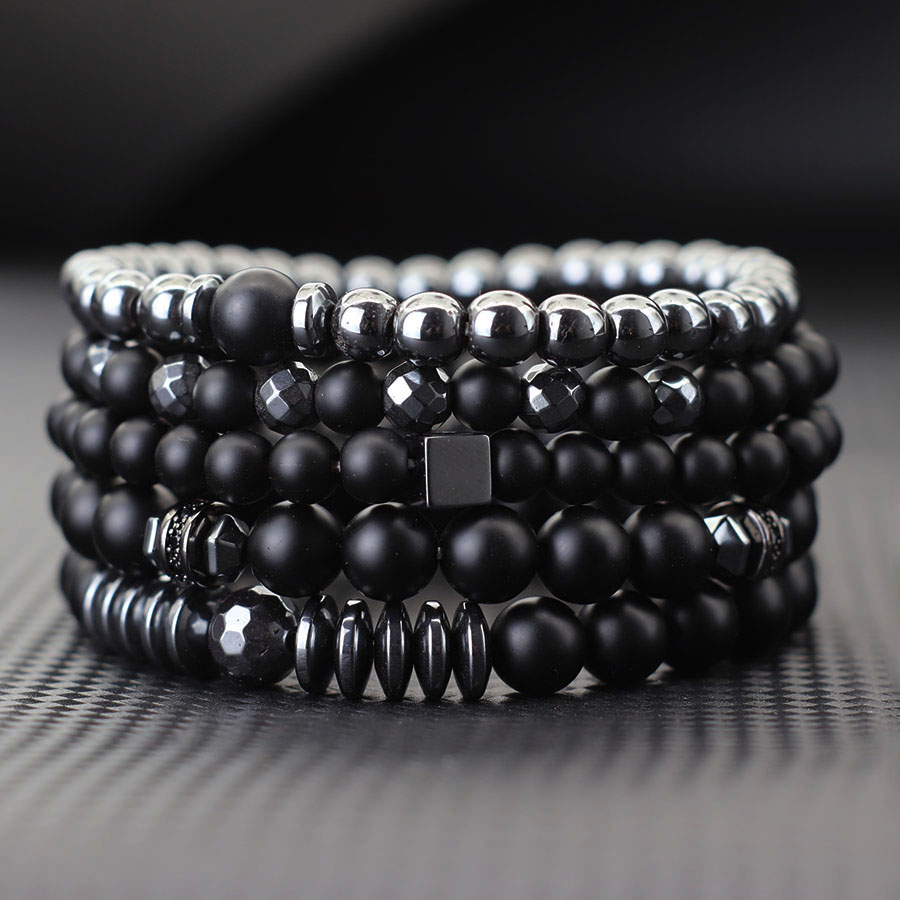 Mens Fashion Combination - Set Gelang Premium Pria Batu Hematit