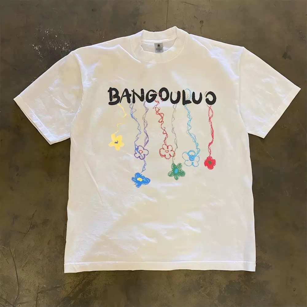 Mens Fashion Young - BANGOULUO T-Shirt Pria Wanita Warna-warni Motif