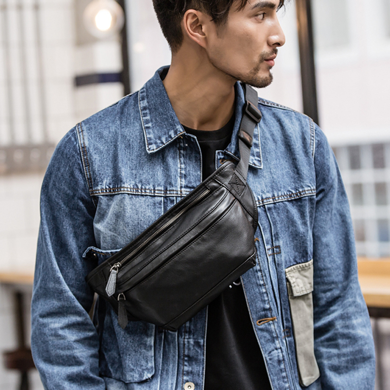 Leather Belt Braided - Tas Pinggang Kulit Asli Pria Fashion
