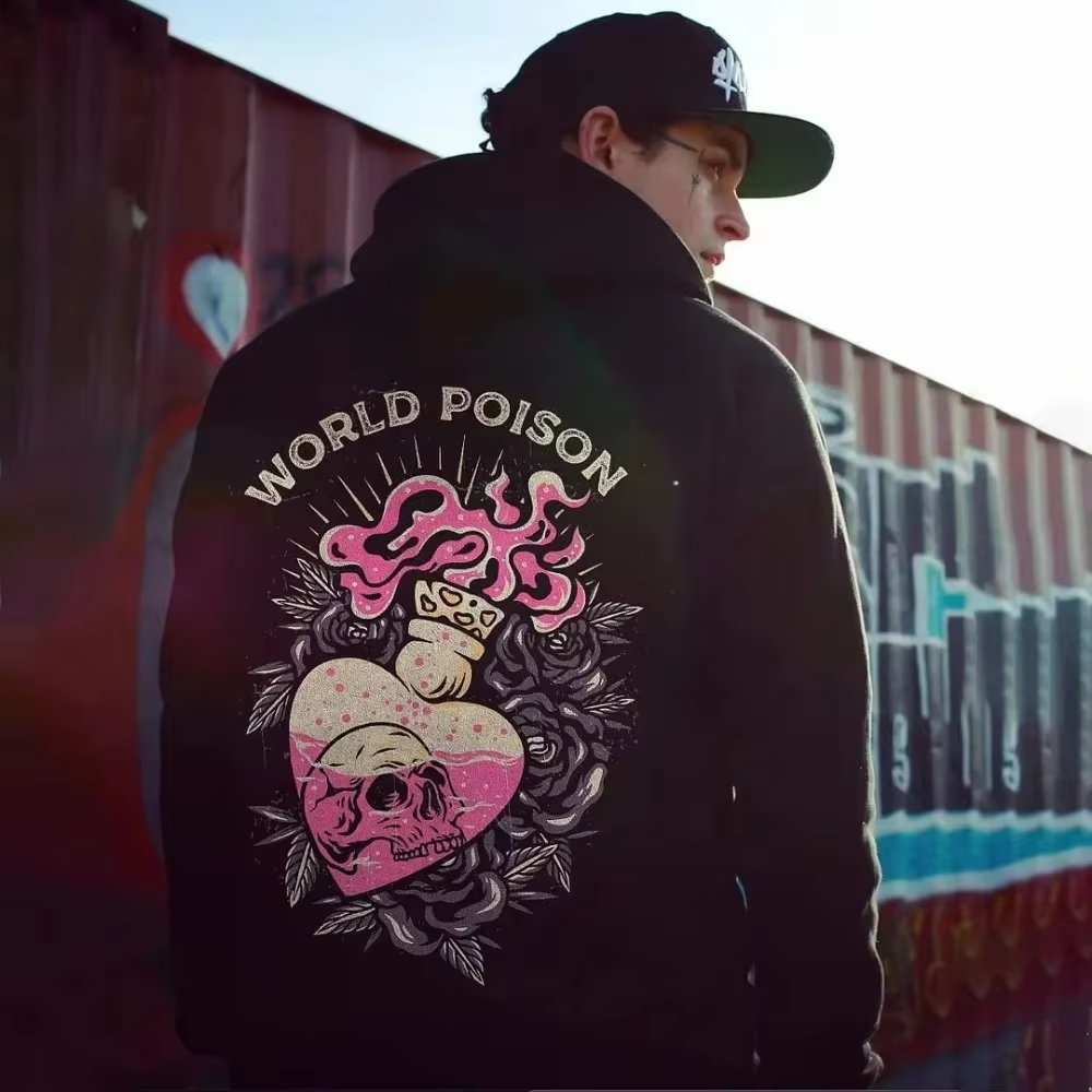 Mens Fashion Style Images - Hoodie motif grafis tengkorak Pria Wanita,