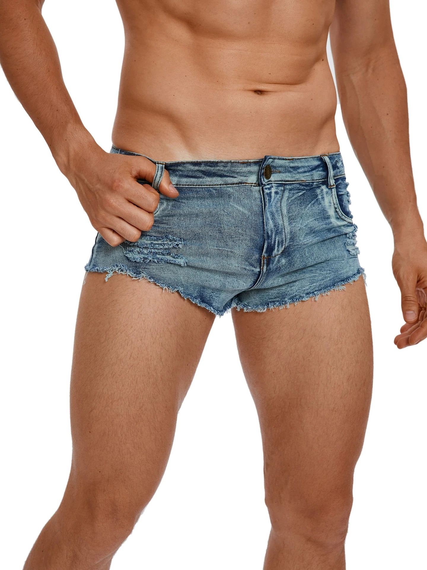 Men'S Fashion Jeans - Celana Pendek Jeans Pinggang Rendah Pria