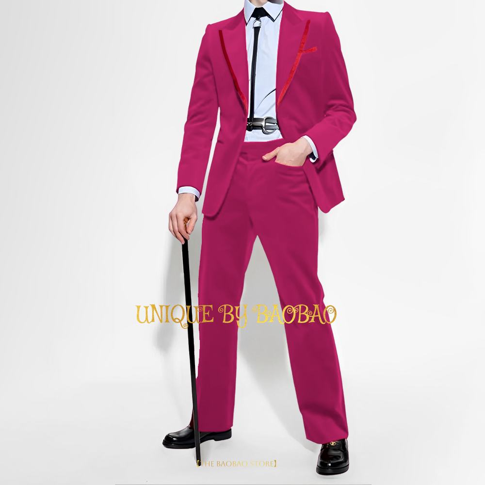 Setelan 2 potong beludru merah - Men'S Fashion Xmas Party ulasan dan harga