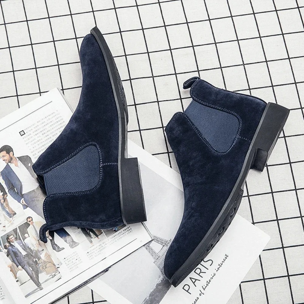 Sepatu Chelsea Pria Biru Suede - Fashion Men'S Boots ulasan dan harga