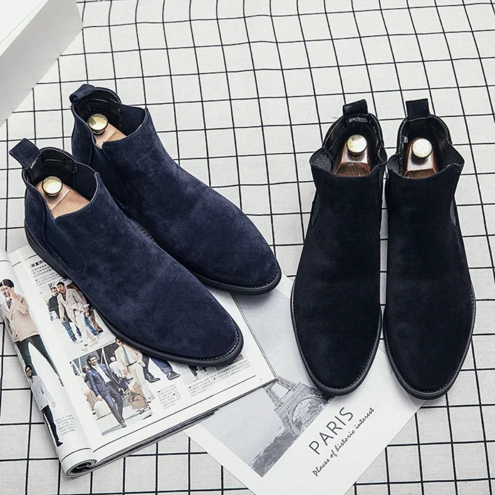 Sepatu Chelsea Pria Biru Suede - Fashion Men'S Boots ulasan dan harga