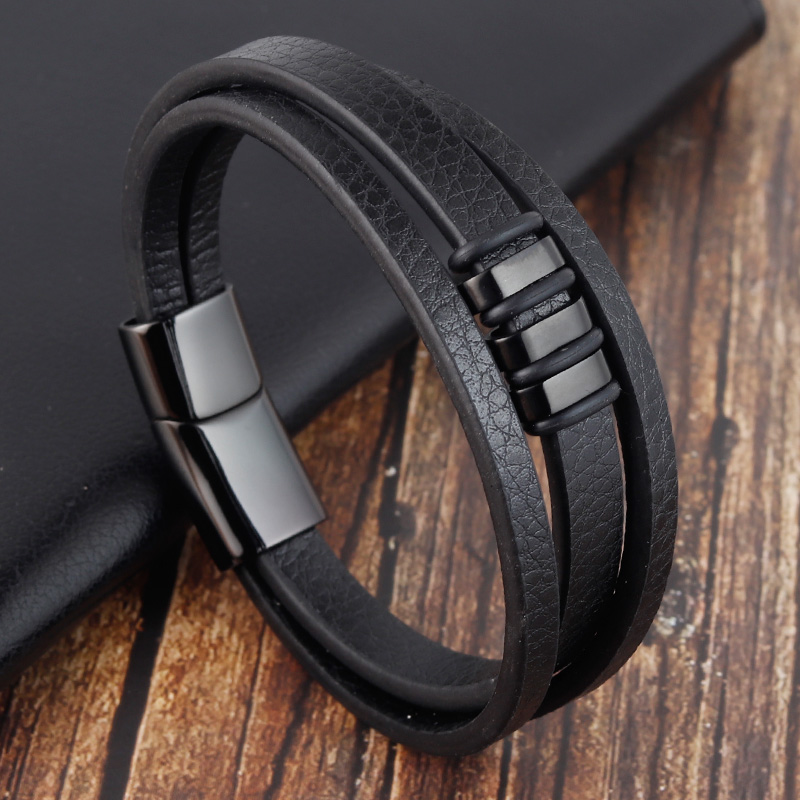 Gelang Kulit Pria Kombinasi Ku - Mens Fashion Combination ulasan dan harga