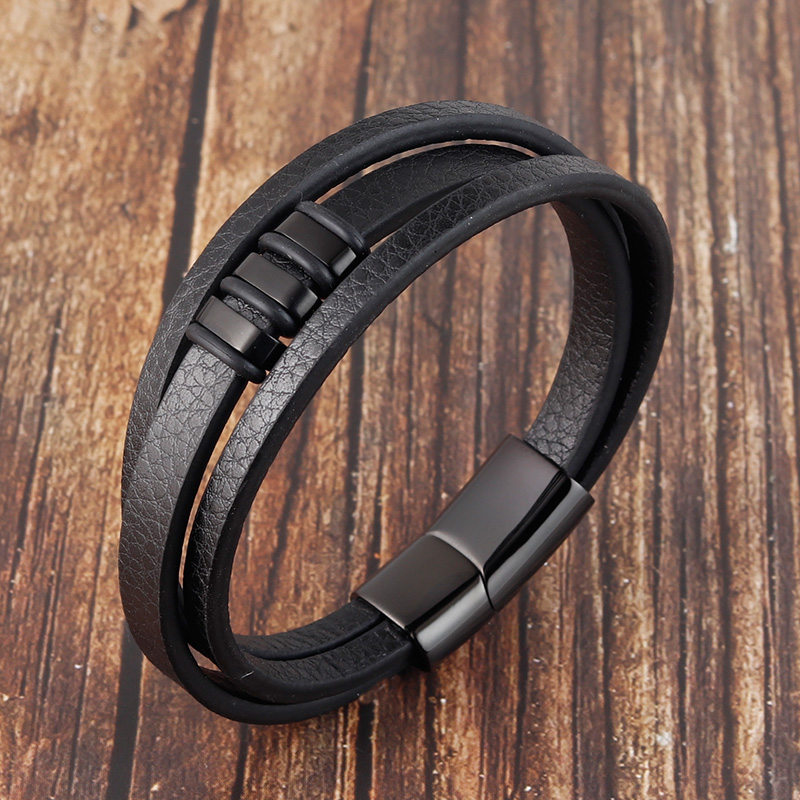 Gelang Kulit Pria Kombinasi Ku - Mens Fashion Combination ulasan dan harga