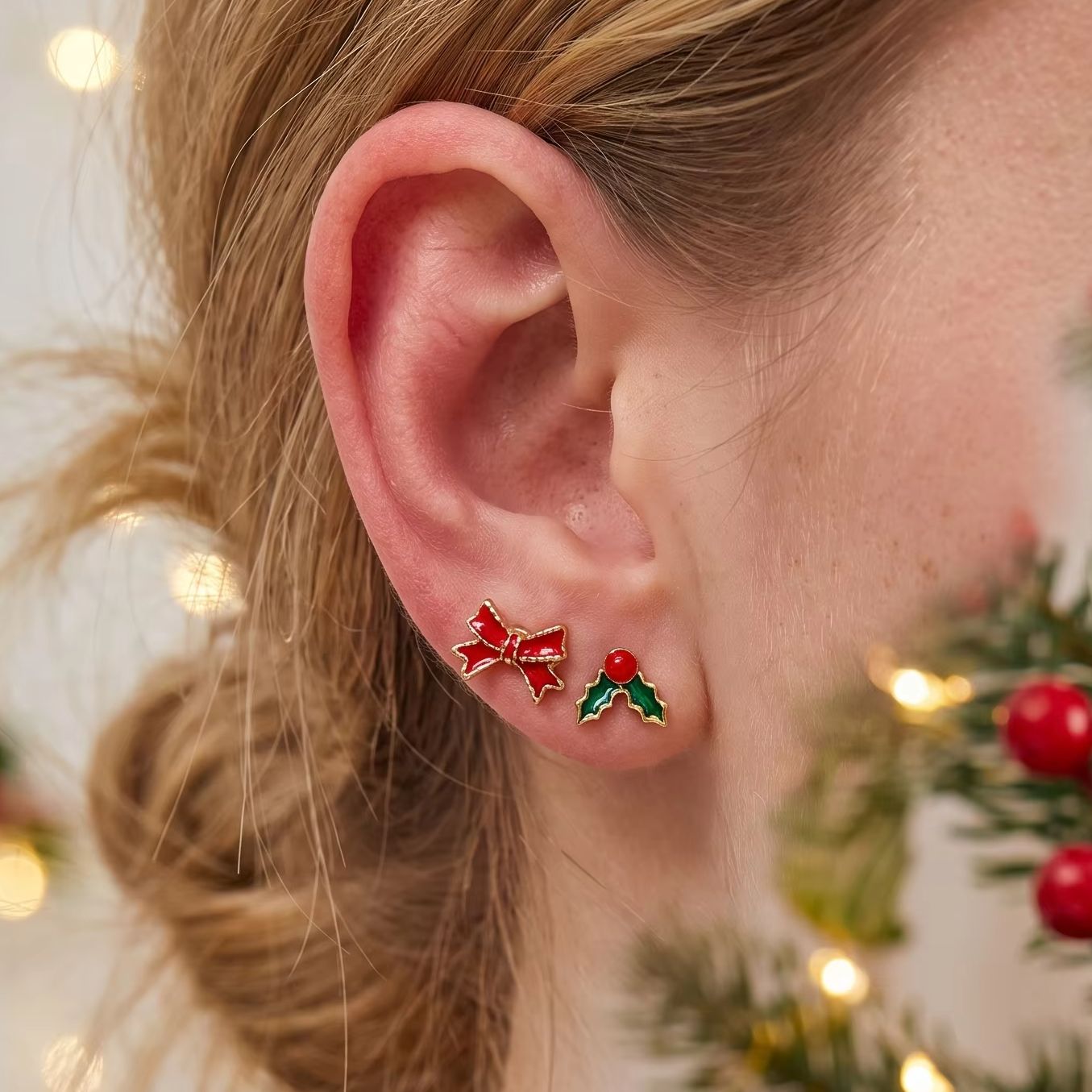 Anting-anting Stud Enamel Bent - Men'S Fashion Xmas Party ulasan dan harga