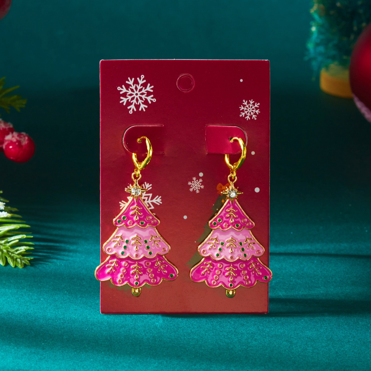 Anting Natal Enamel Merah Muda - Men'S Fashion Xmas Party ulasan dan harga