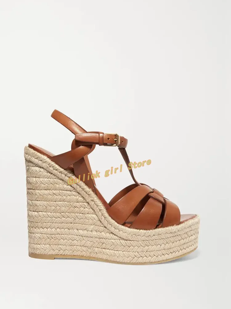 Wedges Platform sandal kepang  - Leather Belt Braided ulasan dan harga