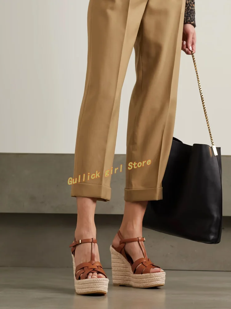 Wedges Platform sandal kepang  - Leather Belt Braided ulasan dan harga